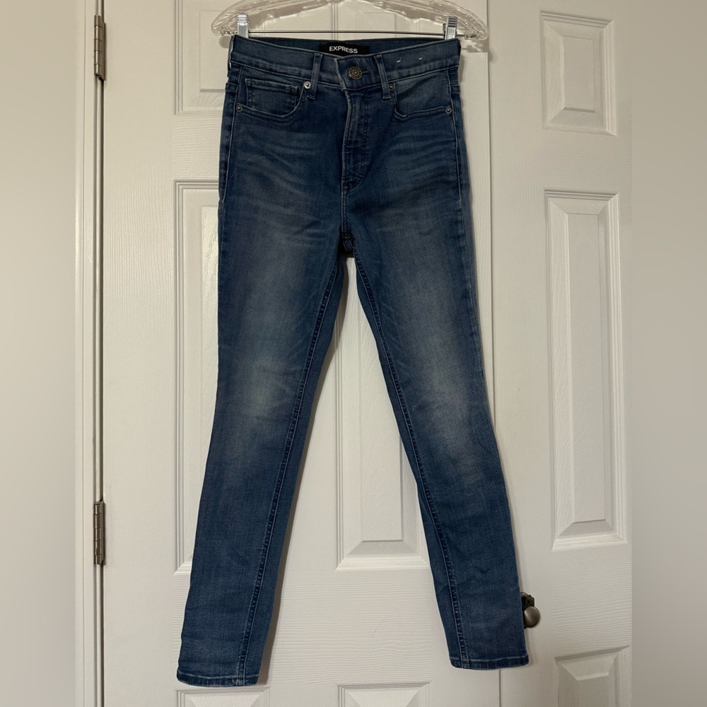 Express Denim Perfect Stretch Leggings High Rise 2 Short